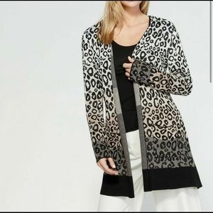 Ombré leopard print long cardigan